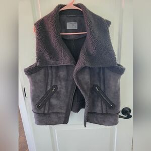 Ruff Hewn Gray Fleece Vest with Drawstring Hem